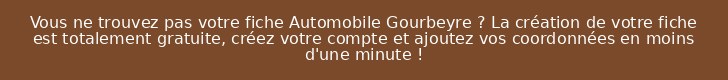 Vous ne trouvez pas votre fiche Automobile Gourbeyre ? La création de votre fiche est totalement gratuite, créez votre compte et ajoutez vos coordonnées en moins d'une minute !