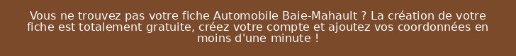 Vous ne trouvez pas votre fiche Automobile Baie-Mahault ? La création de votre fiche est totalement gratuite, créez votre compte et ajoutez vos coordonnées en moins d'une minute !