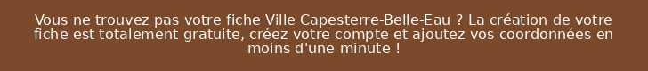 Vous ne trouvez pas votre fiche Ville Capesterre-Belle-Eau ? La création de votre fiche est totalement gratuite, créez votre compte et ajoutez vos coordonnées en moins d'une minute !