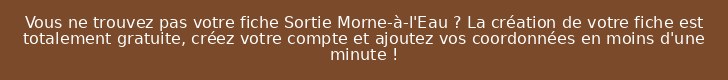 Vous ne trouvez pas votre fiche Sortie Morne-à-l'Eau ? La création de votre fiche est totalement gratuite, créez votre compte et ajoutez vos coordonnées en moins d'une minute !