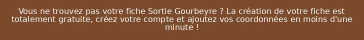 Vous ne trouvez pas votre fiche Sortie Gourbeyre ? La création de votre fiche est totalement gratuite, créez votre compte et ajoutez vos coordonnées en moins d'une minute !