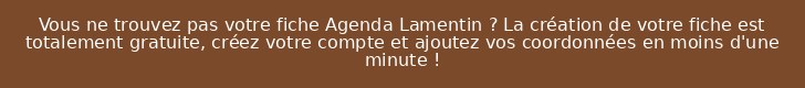 Vous ne trouvez pas votre fiche Agenda Lamentin ? La création de votre fiche est totalement gratuite, créez votre compte et ajoutez vos coordonnées en moins d'une minute !