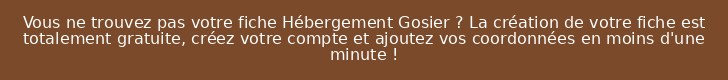 Vous ne trouvez pas votre fiche Hébergement Gosier ? La création de votre fiche est totalement gratuite, créez votre compte et ajoutez vos coordonnées en moins d'une minute !