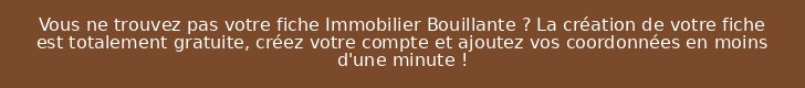 Vous ne trouvez pas votre fiche Immobilier Bouillante ? La création de votre fiche est totalement gratuite, créez votre compte et ajoutez vos coordonnées en moins d'une minute !