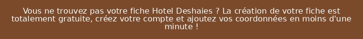Vous ne trouvez pas votre fiche Hotel Deshaies ? La création de votre fiche est totalement gratuite, créez votre compte et ajoutez vos coordonnées en moins d'une minute !