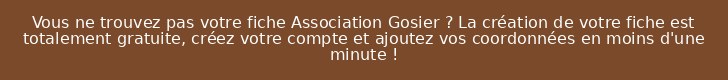 Vous ne trouvez pas votre fiche Association Gosier ? La création de votre fiche est totalement gratuite, créez votre compte et ajoutez vos coordonnées en moins d'une minute !