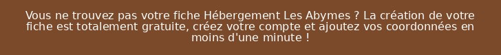Vous ne trouvez pas votre fiche Hébergement Les Abymes ? La création de votre fiche est totalement gratuite, créez votre compte et ajoutez vos coordonnées en moins d'une minute !